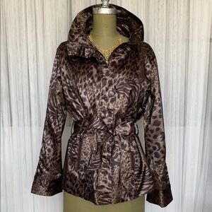 Elegant Animal Print Trench Coat